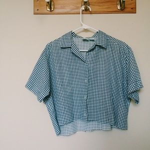 Self cropped vintage gingham shirt